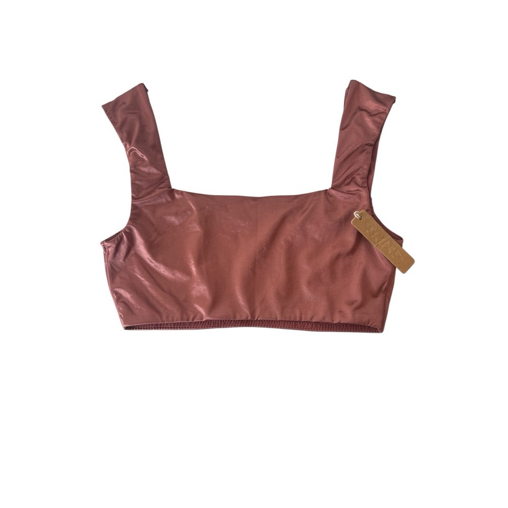 New SKIMS Bralette Top Women's XS Berry Stretch‎ Satin Square Neck Romantic New